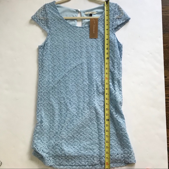 Francesca’s Blue Lace Spring Short Sleeve Dress - Picture 5 of 6